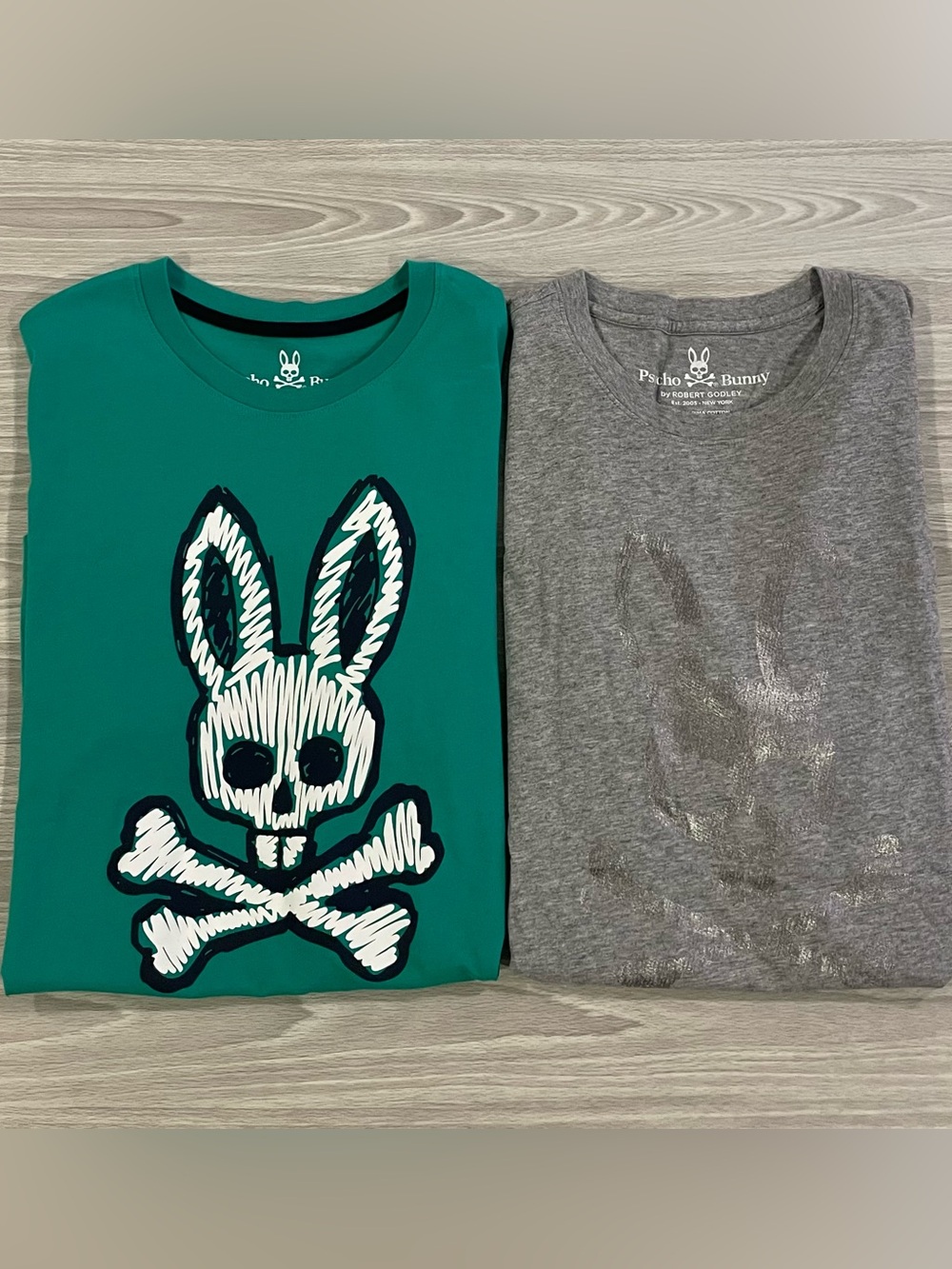 Lot Of 2 Psycho Bunny Shirt Bunny Skull Crossbones Big Logo Mens 5 Size Large